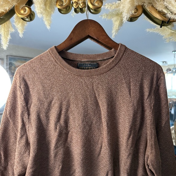 Jos. A. Bank Brown Textured Long Sleeve Crewneck Sweater Cotton Silk Blend - Picture 3 of 6